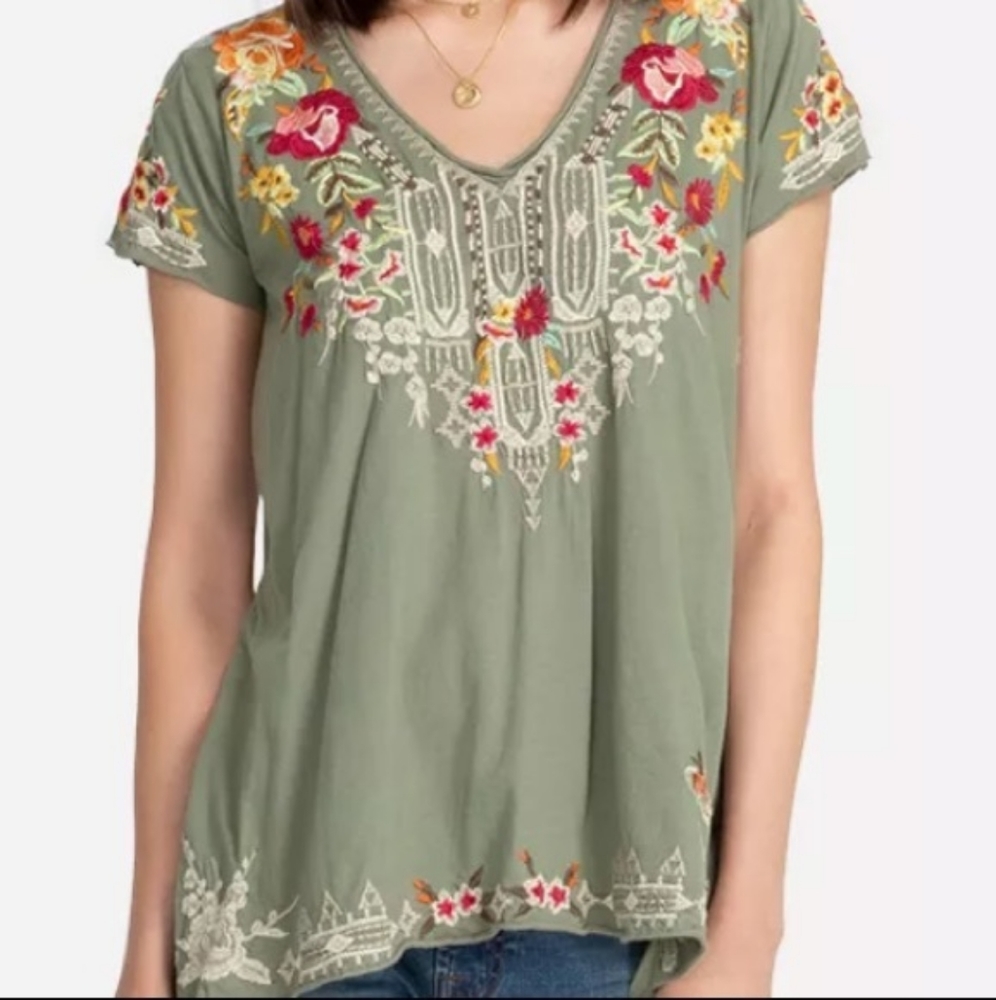 Johnny Was | Izora Embroidered Drape Top in Tortoise